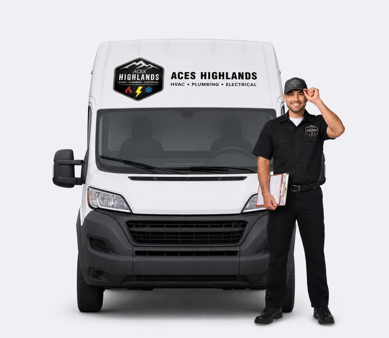 Aces Highlands HVAC work van